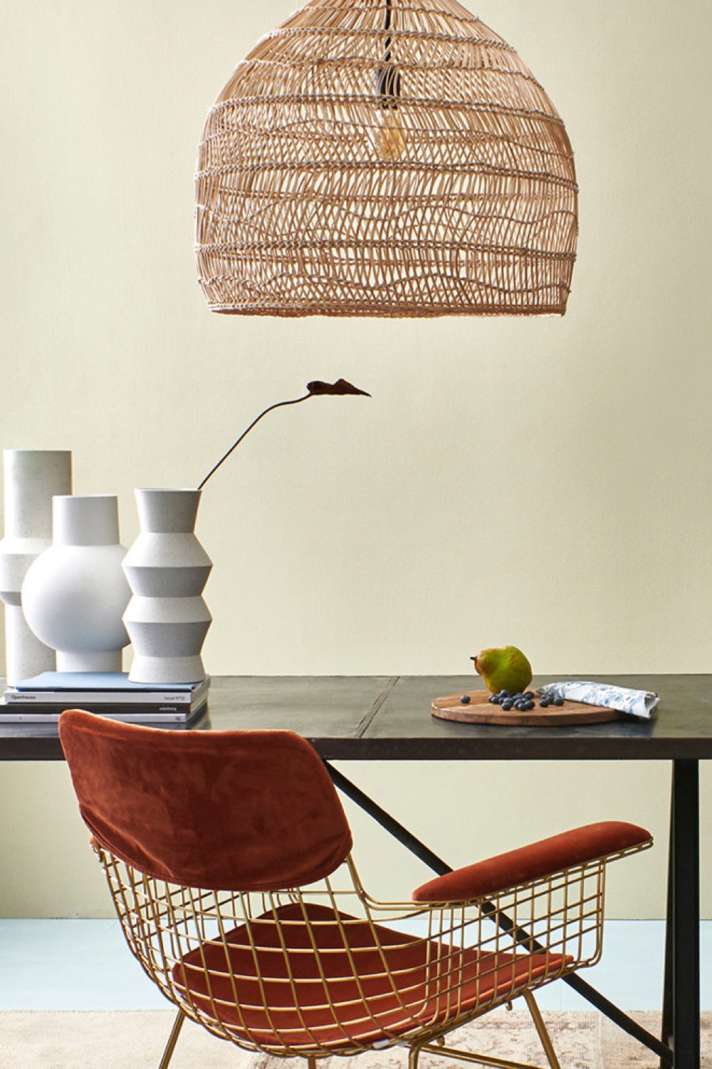 exemple deco moderne luminaire rotin Suspension en rotin M