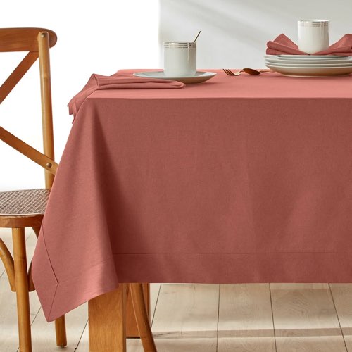 jolie nappe pas cher promo deco table Nappe coton/lin Border couleur terracotta