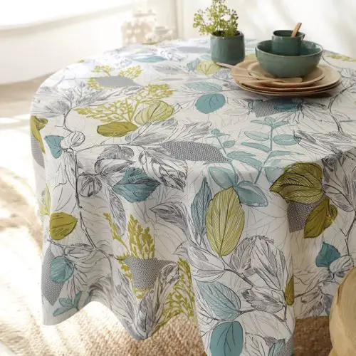 jolie nappe pas cher promo deco table Nappe anti-taches imprimé feuillages