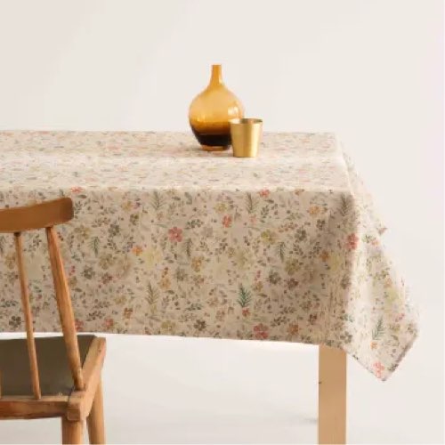 jolie nappe pas cher promo deco table Nappe lin imprimée multicolore avec traitement anti-taches