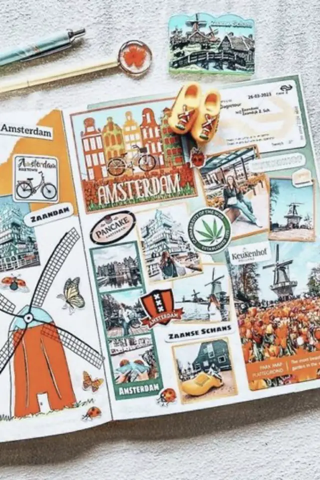 journal de voyage en ligne ou papier Europe vacances week-end Amsterdam dessin illustration photo