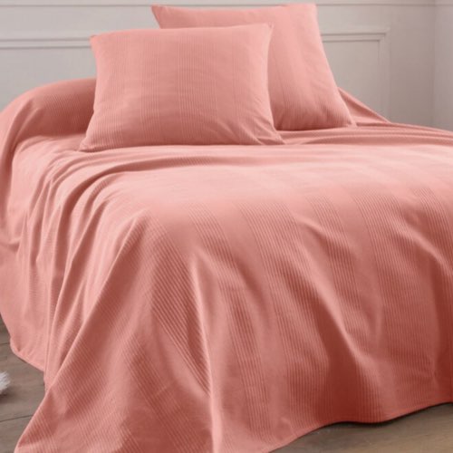 linge de maison couleur corail Jeté de lit uni tissé coton