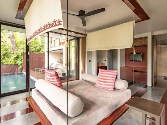 logement exceptionnel villa luxe zen thailande terrasse ouverte salon daybed repos vacances