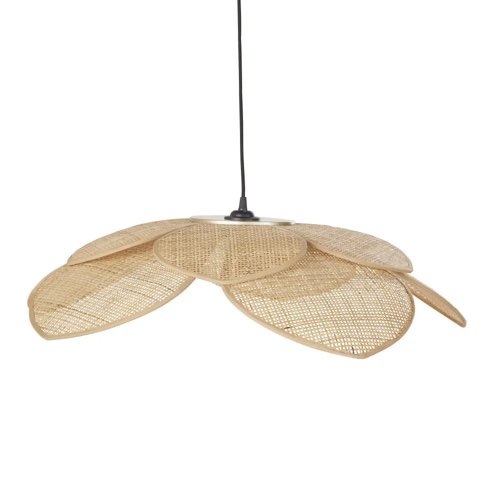 luminaire rotin pas cher tendance Suspension aérienne fleur en rotin tressé