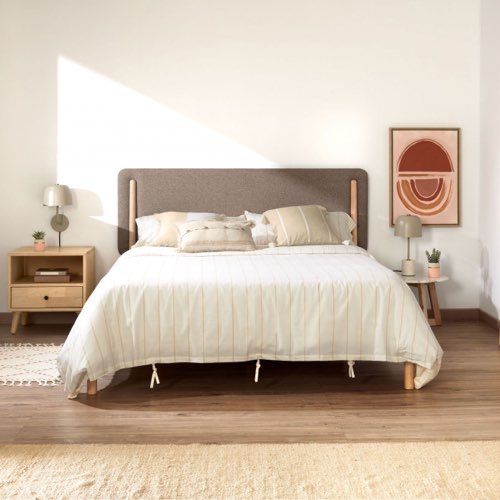 meuble chambre adulte minimaliste chic et moderne Lit en bois massif d'hévéa 160x200cm