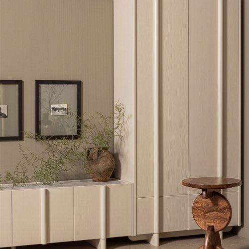 meuble chambre adulte minimaliste chic et moderne Armoire 2 portes, 1 tiroir en bois H210cm couleur neutre