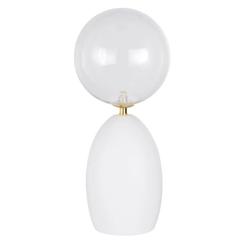 meuble chambre adulte minimaliste pas cher Lampe en céramique blanche et doré, globle en verre H58