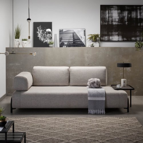 meuble deco design arrondi style bold Canapé 3 places en tissu avec bout de canapé