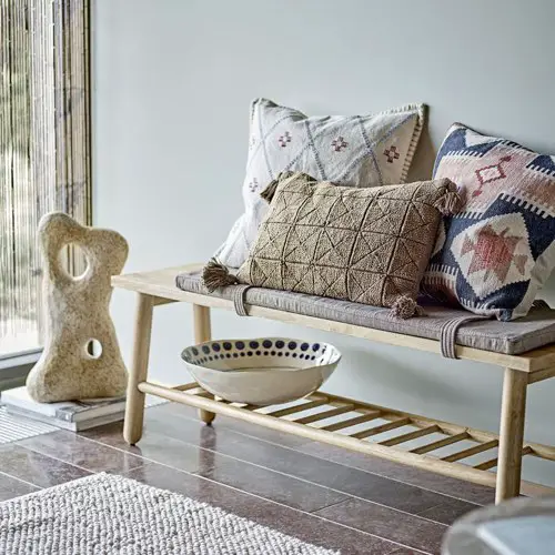 meuble design decoration entree Banc rembourré Linde bois naturel avec coussin
