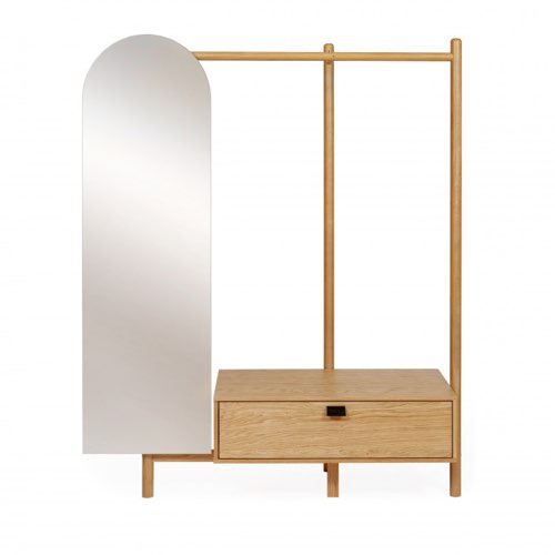 meuble entree decoration chic Vestiaire d'entrée en bois avec miroir design moderne