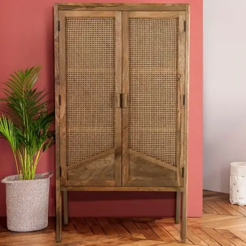 mobilier moderne chambre cannage Armoire en cannage et bois 2 portes