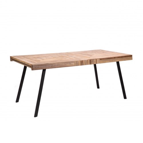 mobilier salle a manger moderne design Table à manger en métal et teck recyclé 180x90cm