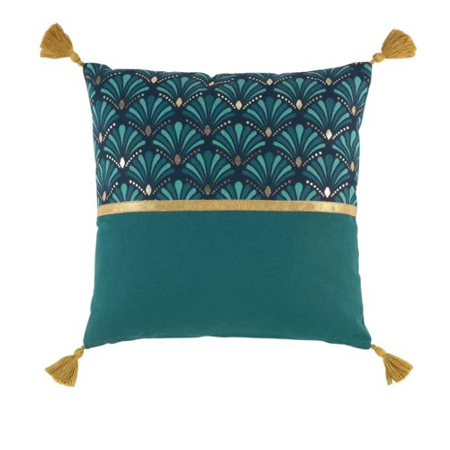 objet art deco maisons du monde Coussin style art déco coton bleu