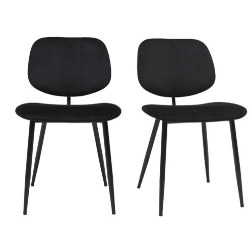 ou trouver chaises petite table gain de place Chaises noires en tissu velours et métal (lot de 2)