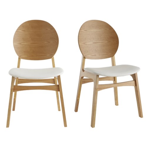 ou trouver chaises petite table gain de place Chaises scandinaves en bois clair et blanc (lot de 2)