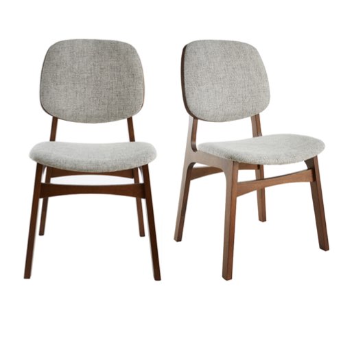 ou trouver chaises petite table gain de place Chaises vintage en tissu gris clair et bois foncé (lot de 2)