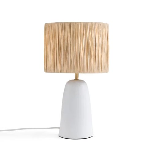 ou trouver lampe de bureau design chic Lampe à poser en terracotta et raphia