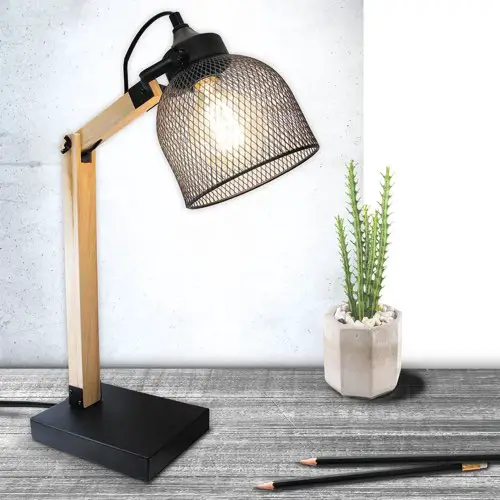 ou trouver lampe de bureau pas cher Lampe de bureau inclinable en bois et métal h.38 cm noir