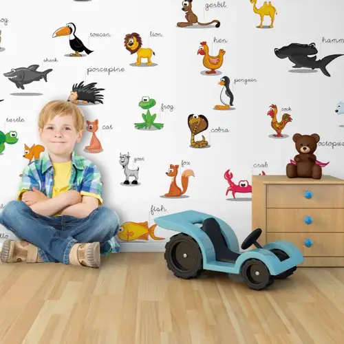 ou trouver papier peint moderne chambre enfant Papier peint enfant Papier peint intissé Multicolore animaux