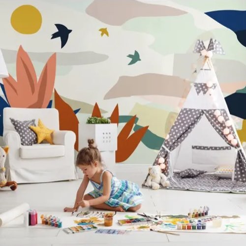 ou trouver papier peint moderne chambre enfant Papier Peint Panoramique L336xH270cm Multicolore