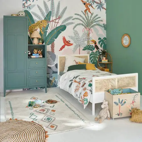 ou trouver papier peint moderne chambre enfant Papier peint imprimé jungle multicolore 250x300