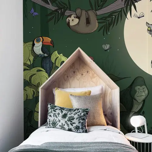 ou trouver papier peint moderne chambre enfant Papier peint enfant panoramique enfant jungle couleurs