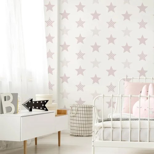 ou trouver papier peint motif chambre enfant pas cher Papier peint intissé Kids Superstar rose