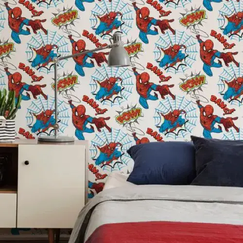 ou trouver papier peint motif chambre enfant pas cher Papier peint Spiderman Pow! Rouge et bleu