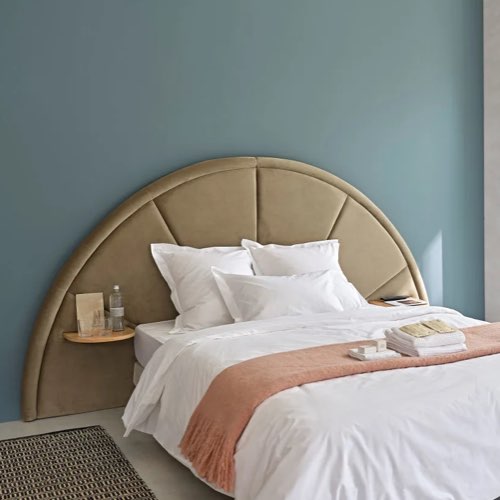 ou trouver tete de lit velours moderne Tête de lit 160 professionnelle en velours vert olive avec étagères intégrées