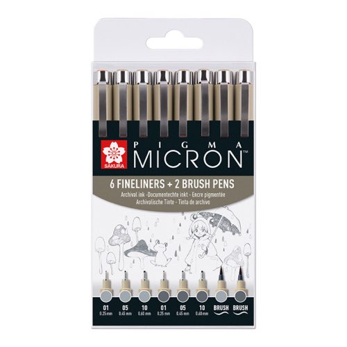 quel materiel zentangle dessin feutre Pigma Micron Set 8 Gris