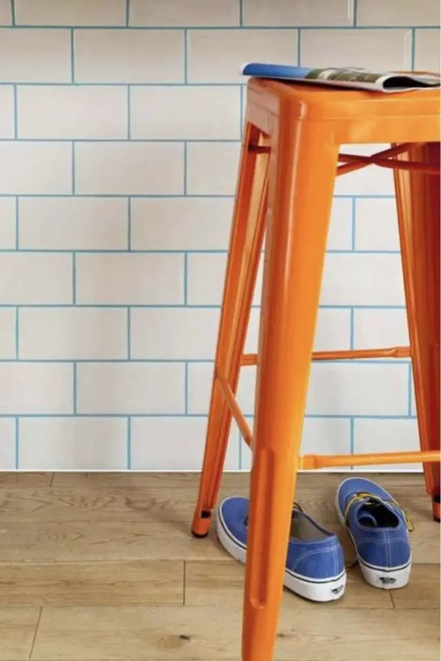 renovation carrelage joint couleur exemple revêtement mural simple mis en valeur joint bleu