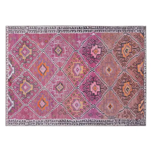 salle a manger color bloc miliboo Tapis ethnique rose à motifs L160 x L230 cm