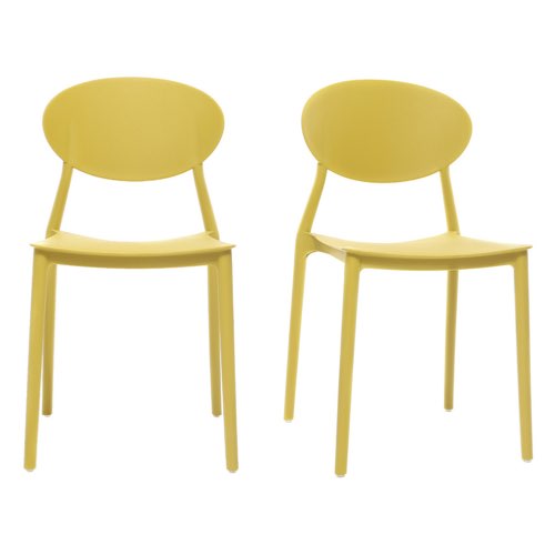 salle a manger color bloc miliboo Chaises design empilables jaunes