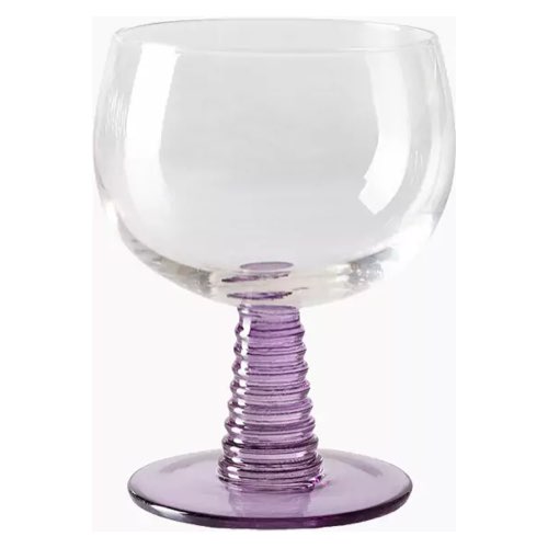 soldes deco table verre colore tendance Verre à vin tourbillon bas violet design