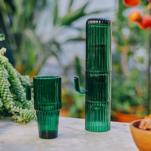 soldes deco table verre colore tendance Set de 4 grands verres empilables Cactus