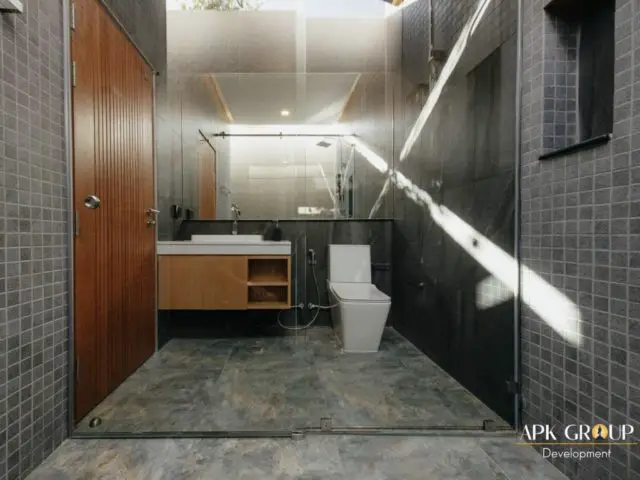 vacances thailande luxe villa design grande salle de bain choc en marbre cloison vitrée