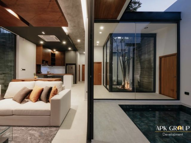 vacances thailande luxe villa design disparition cloison extérieur intérieur baie vitrée sentiment d'espace piscine salon