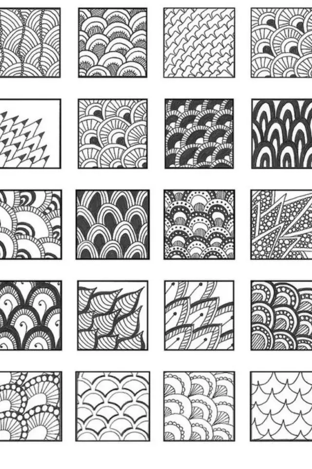 zentangle dessin a copier exemple motif abstrait facile
