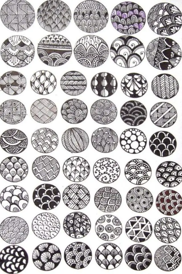 zentangle dessin a copier exemple rond motif pattern en français pour débutant