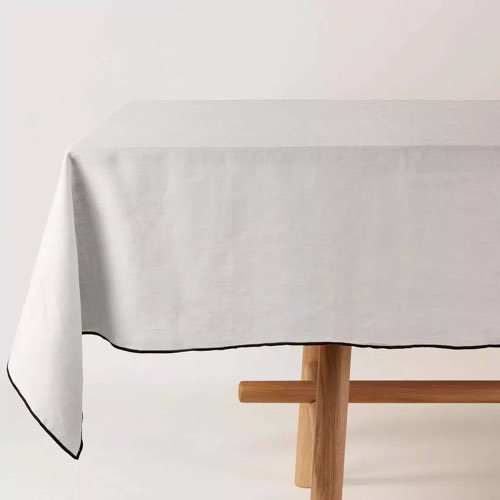 accessoire deco cuisine slow design Nappe rectangulaire Beige Clair Et Bourdon Noir