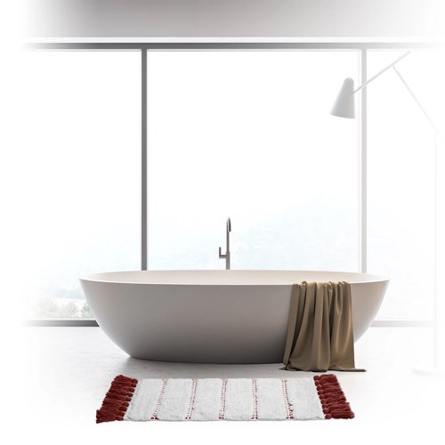accessoire deco salle de bain couleur terracotta Tapis de salle de bain coton terracotta 50x75cm