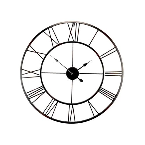 accessoire decoration classique chic Horloge ronde métal noir ajourée 80x80cm
