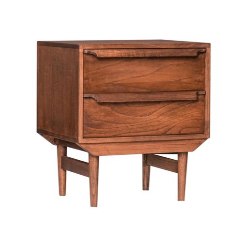 amenager petite chambre adulte mobilier Table de chevet 2 tiroirs bois foncé L55 cm