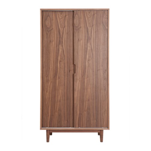 amenager petite chambre adulte mobilier Armoire vintage noyer 2 portes coulissantes L95 cm