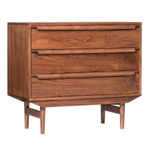 amenager petite chambre adulte mobilier Commode en bois foncé 3 tiroirs