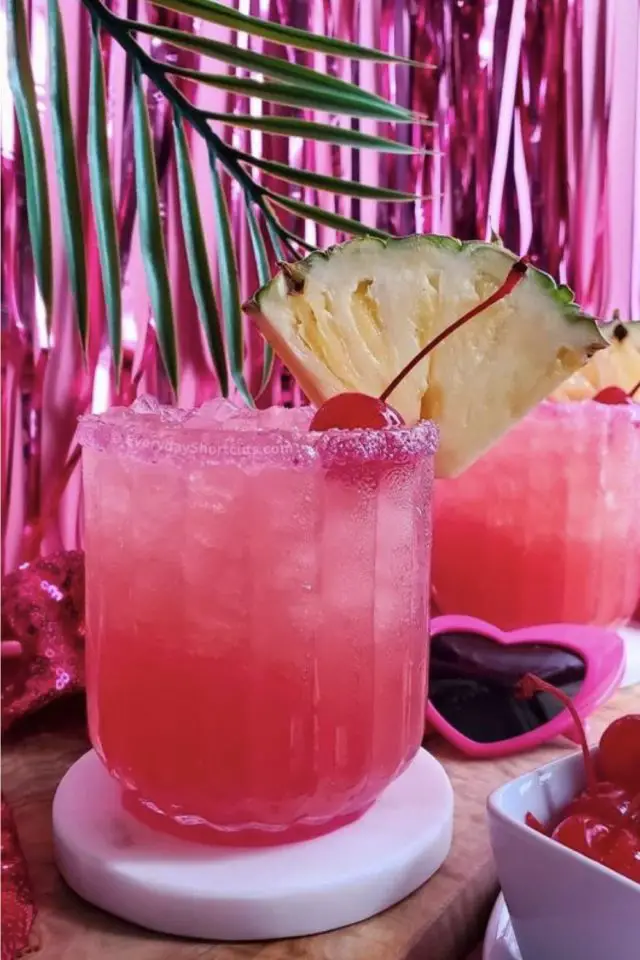 anniversaire barbie idee a copier mocktail cocktail sans alcool couleur rose cerise et ananas
