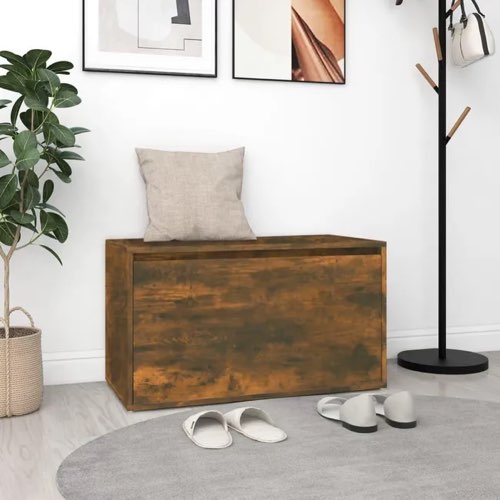 banc meuble entree leroy merlin Banc d'entrée 80x40x45 cm Chêne fumé Bois d'ingénierie