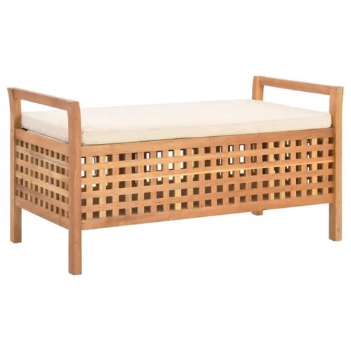 banc meuble entree leroy merlin Banc de rangement 93x49x49 cm Bois de noyer massif