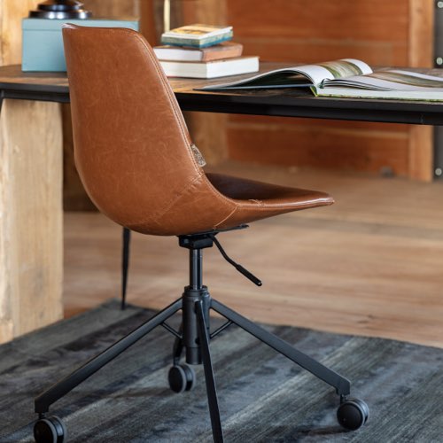 bureau fauteuil amenagement espace de travail chaise pivotante en cuir et métal chic élégant