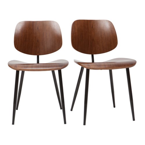 chaises tabourets de cuisine pas cher moderne Chaises en bois foncé noyer et métal noir (lot de 2)